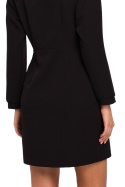 Sukienka kopertowa mini dopasowana z długim rękawem czarna K034
