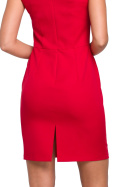 Sukienka dopasowana mini z dekoltem karo bez rękawów czerwona K022