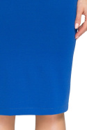 Elegancka sukienka ołówkowa midi elastyczna długi rękaw chabrowa S033