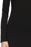 Elegancka sukienka ołówkowa midi elastyczna długi rękaw czarna S033
