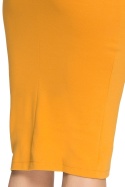 Elegancka sukienka ołówkowa midi elastyczna długi rękaw miodowa S033