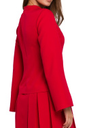 Sukienka mini z kontrafałdami stójka rozkloszowany rękaw czerwona K021