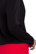 Bluzka damska kopertowa z długim rękawem dekolt V czarna K037