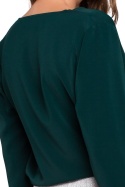 Bluzka damska kopertowa z długim rękawem dekolt V zielona K037