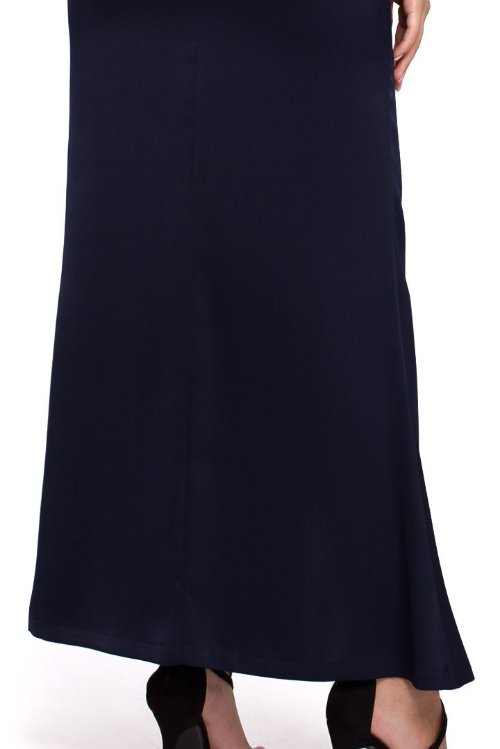 Elegancka sukienka maxi dopasowana z rozcięciem bez rękawów granatowa K042 Elegancka sukienka maxi dopasowana z rozcięciem bez rękawów granatowa K042