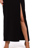 Sukienka maxi na ramiączkach z rozcięciem na nodze czarna me485