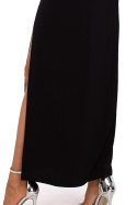 Sukienka maxi na ramiączkach z rozcięciem na nodze czarna me485