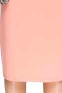 Elegancka spódnica ołówkowa midi z wysokim stanem łososiowa S065