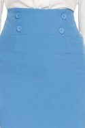 Elegancka spódnica ołówkowa midi z wysokim stanem niebieska S065