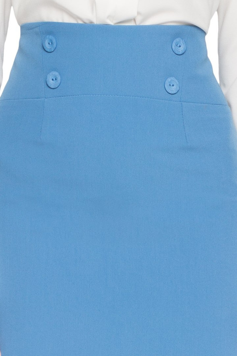 Elegancka spódnica ołówkowa midi z wysokim stanem niebieska S065 Elegancka spódnica ołówkowa midi z wysokim stanem niebieska S065