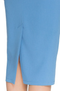 Elegancka spódnica ołówkowa midi z wysokim stanem niebieska S065