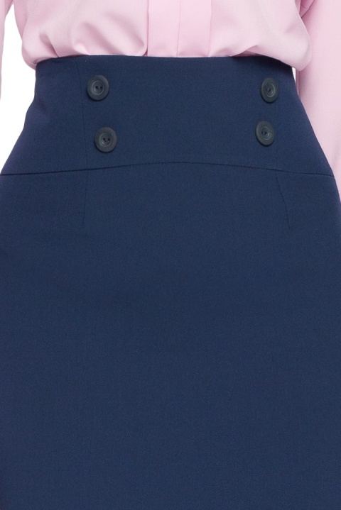Elegancka spódnica ołówkowa midi z wysokim stanem granatowa S065 Elegancka spódnica ołówkowa midi z wysokim stanem granatowa S065