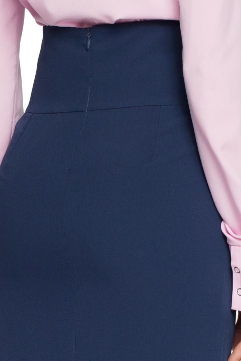 Elegancka spódnica ołówkowa midi z wysokim stanem granatowa S065 Elegancka spódnica ołówkowa midi z wysokim stanem granatowa S065