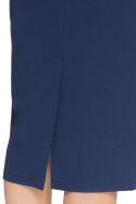 Elegancka spódnica ołówkowa midi z wysokim stanem granatowa S065