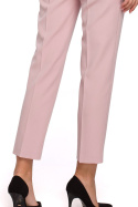 Spodnie damskie cygaretki 7/8 na kant z gumką w pasie różowe K035