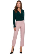 Spodnie damskie cygaretki 7/8 na kant z gumką w pasie różowe K035