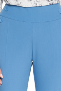 Spodnie damskie z wysokim stanem i kieszeniami pobokach niebieskie S070