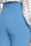 Spodnie damskie z wysokim stanem i kieszeniami pobokach niebieskie S070