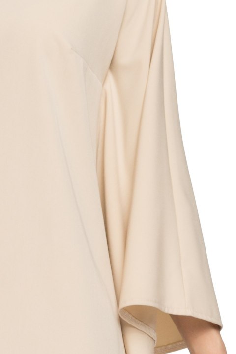 Sukienka kimono z szerokimi nietoperzowymi rękawami beżowa S055 Sukienka kimono z szerokimi nietoperzowymi rękawami beżowa S055