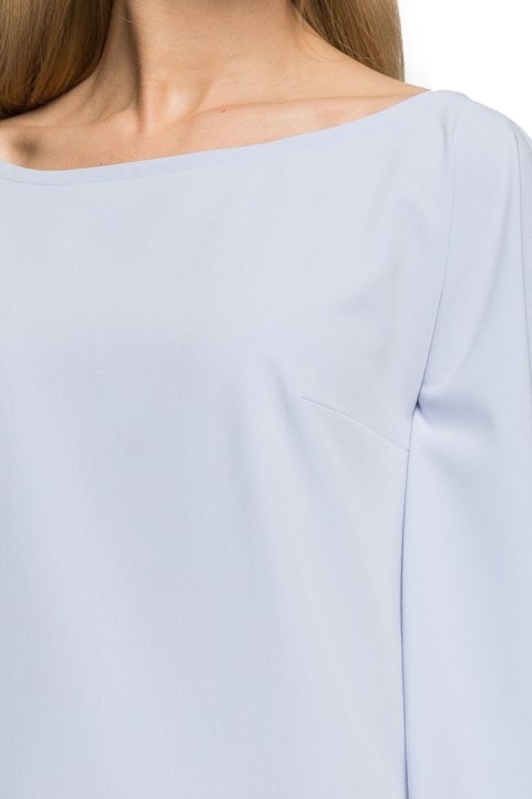 Sukienka kimono z szerokimi nietoperzowymi rękawami błękitna S055 Sukienka kimono z szerokimi nietoperzowymi rękawami błękitna S055