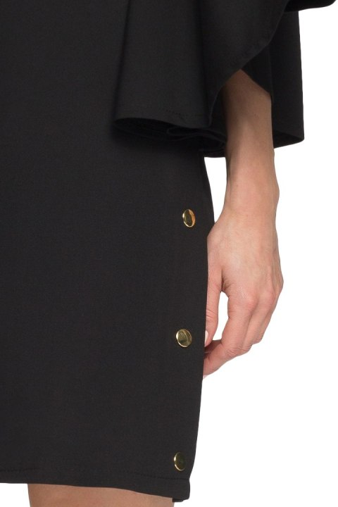 Sukienka kimono z szerokimi nietoperzowymi rękawami czarna S055 Sukienka kimono z szerokimi nietoperzowymi rękawami czarna S055