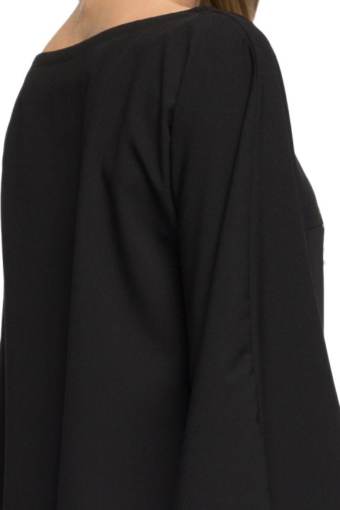 Sukienka kimono z szerokimi nietoperzowymi rękawami czarna S055 Sukienka kimono z szerokimi nietoperzowymi rękawami czarna S055