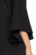 Sukienka kimono z szerokimi nietoperzowymi rękawami czarna S055