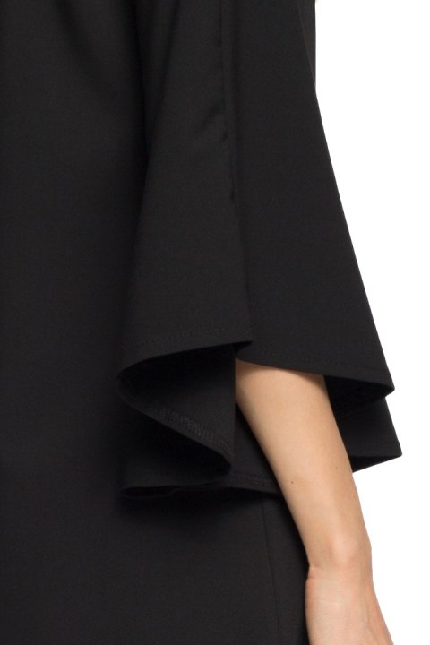 Sukienka kimono z szerokimi nietoperzowymi rękawami czarna S055 Sukienka kimono z szerokimi nietoperzowymi rękawami czarna S055