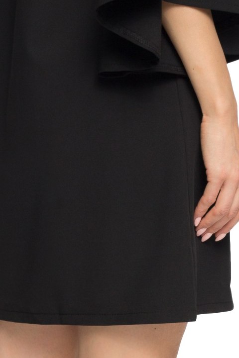 Sukienka kimono z szerokimi nietoperzowymi rękawami czarna S055 Sukienka kimono z szerokimi nietoperzowymi rękawami czarna S055