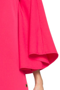 Sukienka kimono z szerokimi nietoperzowymi rękawami różowa S055