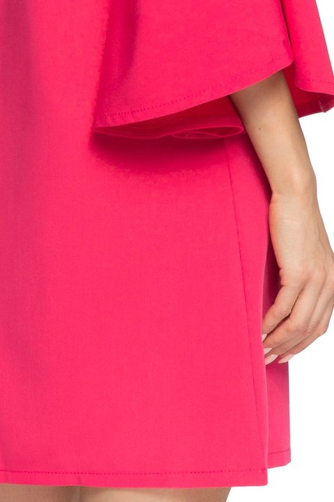 Sukienka kimono z szerokimi nietoperzowymi rękawami różowa S055 Sukienka kimono z szerokimi nietoperzowymi rękawami różowa S055