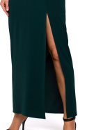 Sukienka maxi na ramiączkach z rozcięciem na nodze zielona me485