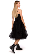 Sukienka odcinana w pasie z dopasowaną górą i rozkloszowanym dołem czarna me481