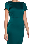 Elegancka sukienka dopasowana midi z dekoltem z tyłu zielona K041
