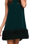Sukienka trapezowa mini z pasem marszczonego tiulu zielona K038