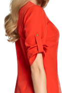 Gładka bluzka damska trapezowa z kontrafałdą czerwona S097
