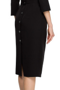 Sukienka ołówkowa midi z dekoltem i guzikami z tyłu czarna S119