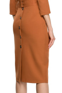 Sukienka ołówkowa midi z dekoltem i guzikami z tyłu ruda S119