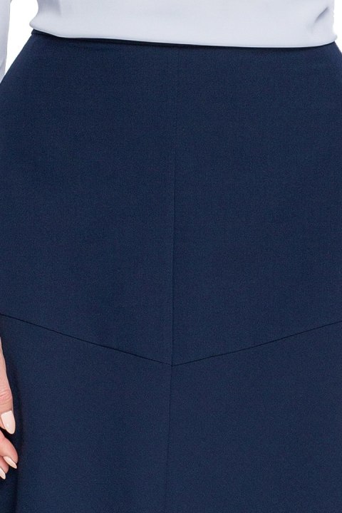 Elegancka spódnica rozkloszowana z przeszyciami midi granatowa S085 Elegancka spódnica rozkloszowana z przeszyciami midi granatowa S085