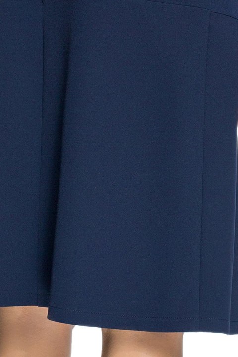 Elegancka spódnica rozkloszowana z przeszyciami midi granatowa S085 Elegancka spódnica rozkloszowana z przeszyciami midi granatowa S085