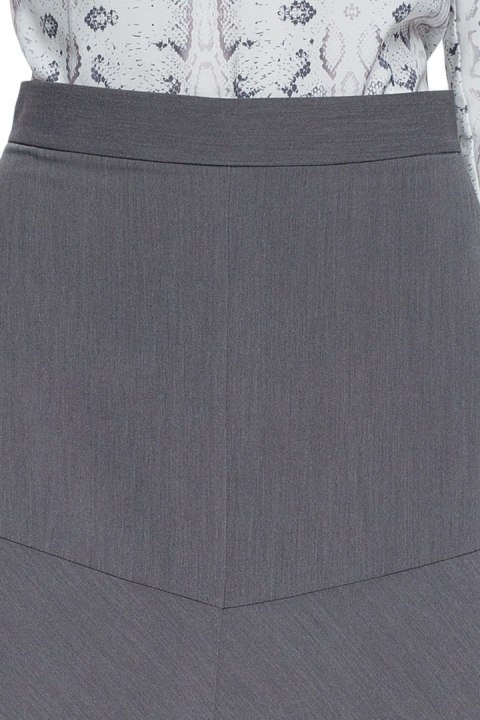 Elegancka spódnica rozkloszowana z przeszyciami midi szara S085 Elegancka spódnica rozkloszowana z przeszyciami midi szara S085