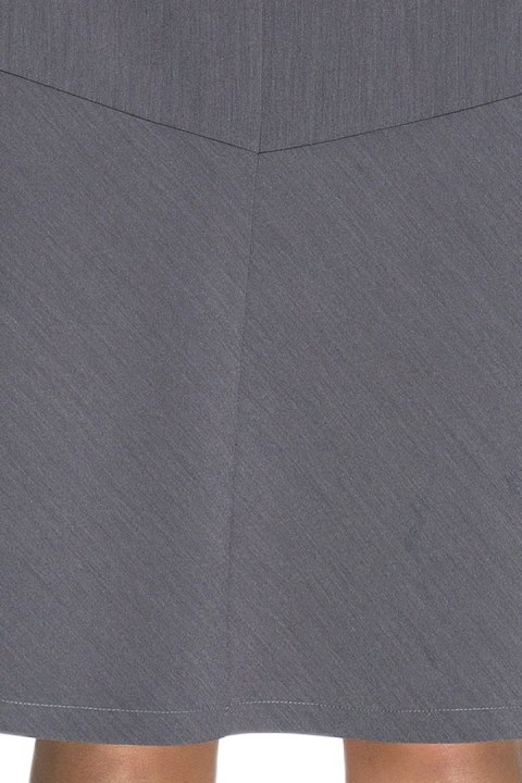 Elegancka spódnica rozkloszowana z przeszyciami midi szara S085 Elegancka spódnica rozkloszowana z przeszyciami midi szara S085
