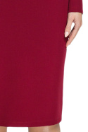 Sukienka ołówkowa midi z falbankami i długim rękawem bordowa S077