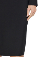 Sukienka ołówkowa midi z falbankami i długim rękawem czarna S077