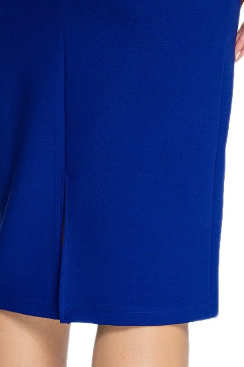 Elegancka sukienka ołówkowa midi z bolerkiem gładka chabrowa S075 Elegancka sukienka ołówkowa midi z bolerkiem gładka chabrowa S075