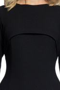 Elegancka sukienka ołówkowa midi z bolerkiem gładka czarna S075