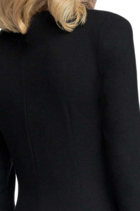 Elegancka sukienka ołówkowa midi z bolerkiem gładka czarna S075 Elegancka sukienka ołówkowa midi z bolerkiem gładka czarna S075