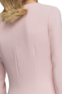 Elegancka sukienka ołówkowa midi z bolerkiem gładka pudrowa S075