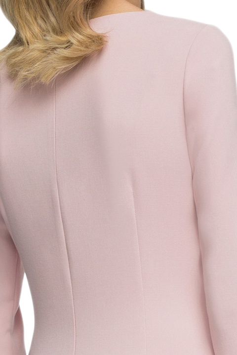 Elegancka sukienka ołówkowa midi z bolerkiem gładka pudrowa S075 Elegancka sukienka ołówkowa midi z bolerkiem gładka pudrowa S075