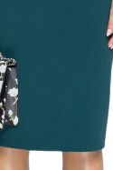 Elegancka sukienka ołówkowa midi z bolerkiem gładka zielona S075